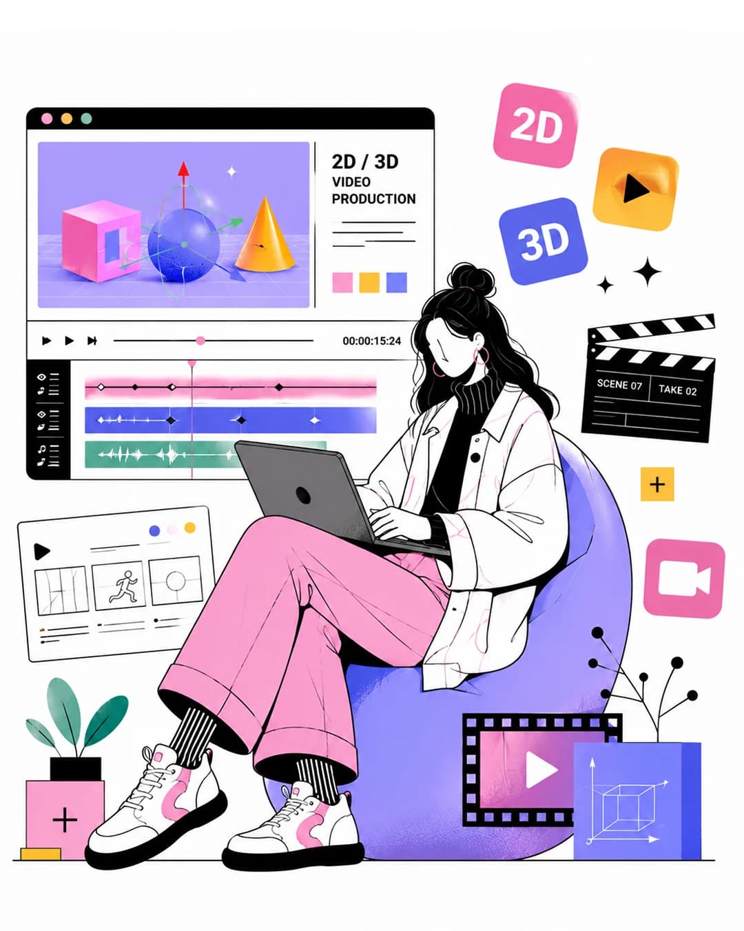 2D and 3D animation video editing agency in Cambridge — character animation and product visualisation